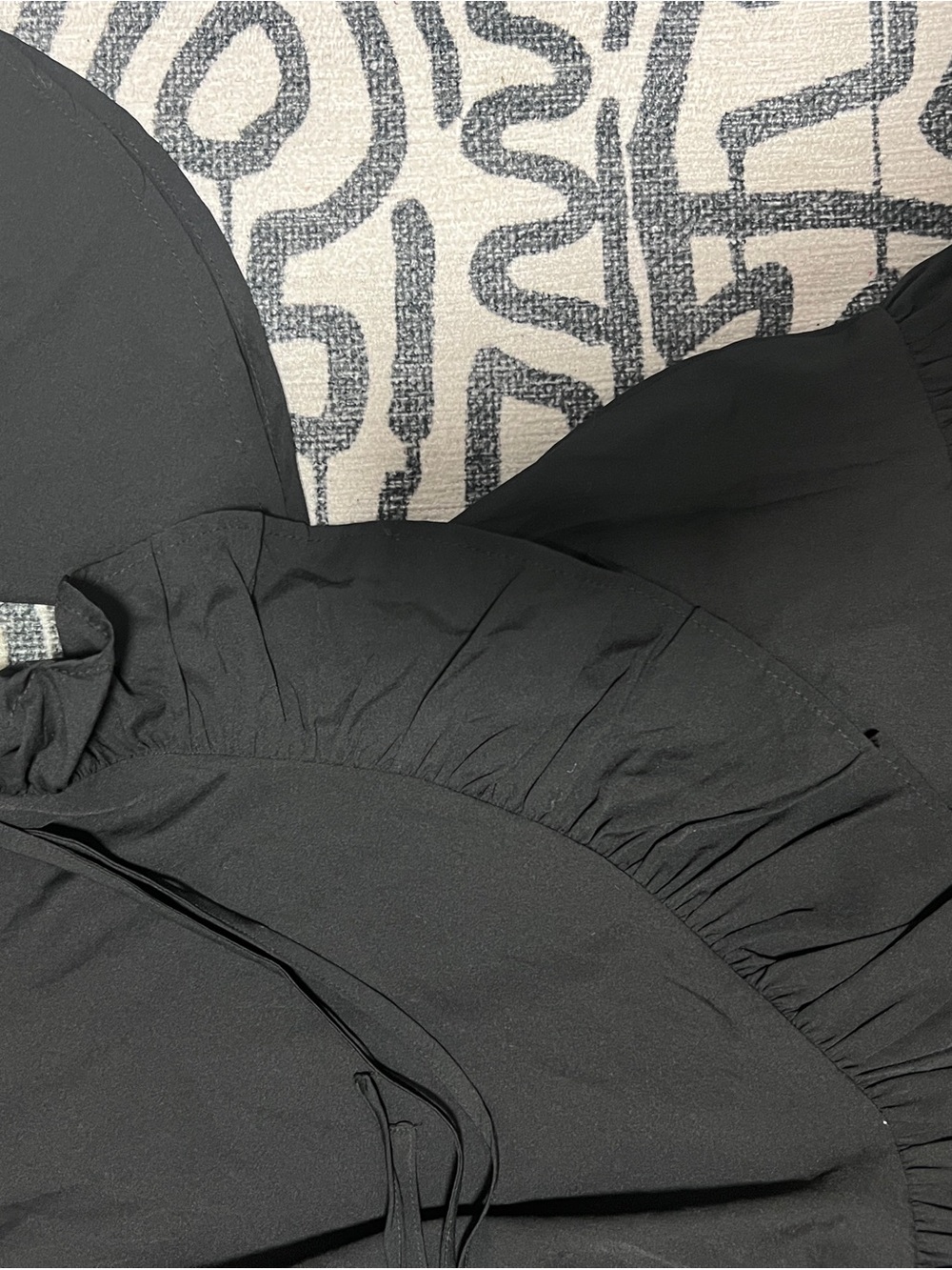 Black Faux wrap ruffle dress